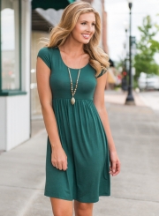 Short Sleeve Pleated Swing Dress