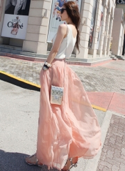 High Waist Chiffon Wide Leg Pants