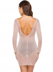 Fashion Long Sleeve Semi-Sheer Club Dress