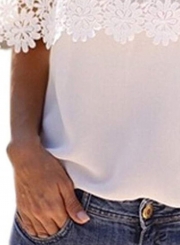 Fashion Off Shoulder Lace Tee