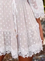 V Neck Polka Dots Lace Dress