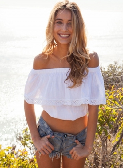 Off Shoulder Short Sleeve Ruffle Crop Top