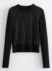 Fashion Rhinestone See-through Sweater