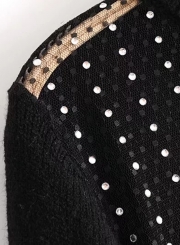 Fashion Rhinestone See-through Sweater