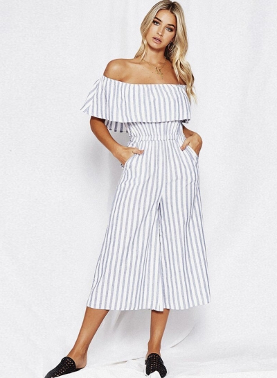 Fashion Off Shoulder Wide Leg Jumpsuit zecalaba.com