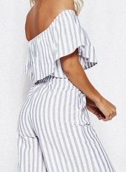 Fashion Off Shoulder Wide Leg Jumpsuit