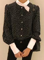 Casual Long Sleeve Polka Dots Button down Shirt