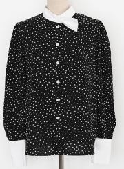 Casual Long Sleeve Polka Dots Button down Shirt