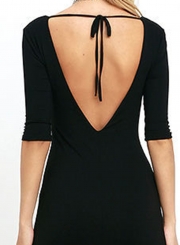 Fashion V Neck Half Sleeve Bodycon Dress with Tassel