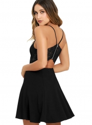 V Neck Sleeveless Lace A-line Dress