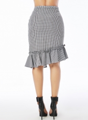 Plaid Flounce Irregular Skirt