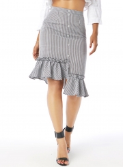 Plaid Flounce Irregular Skirt