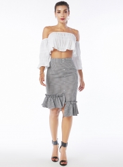 Plaid Flounce Irregular Skirt