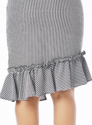 Plaid Flounce Irregular Skirt