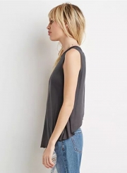 Fashion Sleeveless Irregular Solid Tee