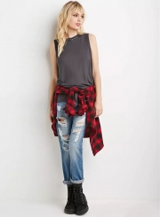 Fashion Sleeveless Irregular Solid Tee