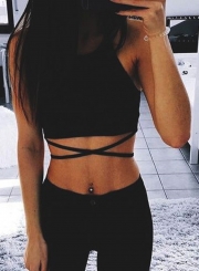 Fashion Back Lace-up Crop Tank