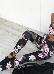 Fashion 2 Piece Skinny Floral Printed Sports Set