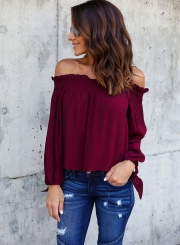 Fashion Off Shoulder Long Sleeve Chiffon Blouse