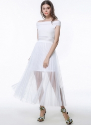 Fashion Off Shoulder Sleeveless Ankle Length Dress