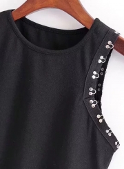 Fashion Round Neck Sleeveless Pullover Tee Shirt