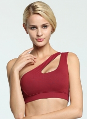 One Shoulder Hollow out Yoga Bra