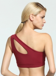 One Shoulder Hollow out Yoga Bra