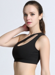 One Shoulder Hollow out Yoga Bra