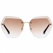 Fashion Large Metal Frame Rimless Sunglasses