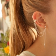 Tassels Chain Decoration Leaf Shape Earrings