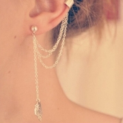 Tassels Chain Decoration Leaf Shape Earrings