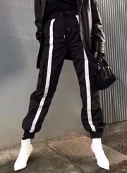 Drawstring Waist Color Block Sports Pants