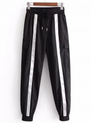 Drawstring Waist Color Block Sports Pants