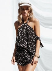 One Piece Spaghetti Strap Polka Dot Jumpsuits