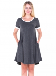 Fashion Short Sleeve Splicing Stretch Dress