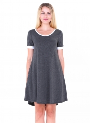 Fashion Short Sleeve Splicing Stretch Dress