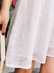 Fashion V Neck Embroidery Half Sleeve Dress