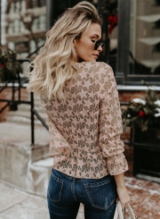 Fashion Round Neck Star See-Through Lace Blouse