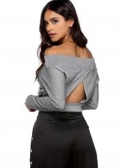 Casual Slash Neck Off Shoulder Cut out Tee Shirt