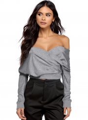 Casual Slash Neck Off Shoulder Cut out Tee Shirt