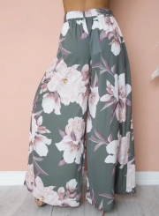 Fashion High Waist Floral Wide Leg Pants