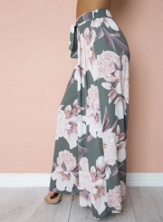 Fashion High Waist Floral Wide Leg Pants