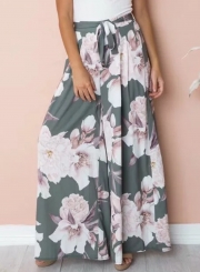 Fashion High Waist Floral Wide Leg Pants