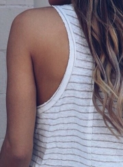 Striped Printed Irregular Tee Tank Top