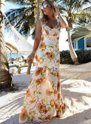 V Neck Floral Printed Day Dress