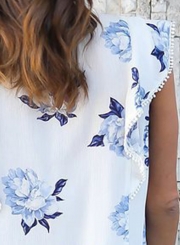 Halter Floral Printed Flounce Blouse