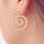 Casual Alloy Oval Circle Helical Vintage Earrings