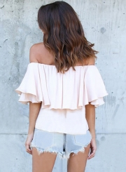 Fashion Strapless Flounce Skinny Blouse