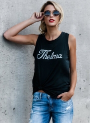 Casual Sleeveless Letter Printed Tank Top