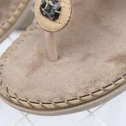 Fashion Gold Bohemia Summer Beach Thong Flat Sandals With Beading